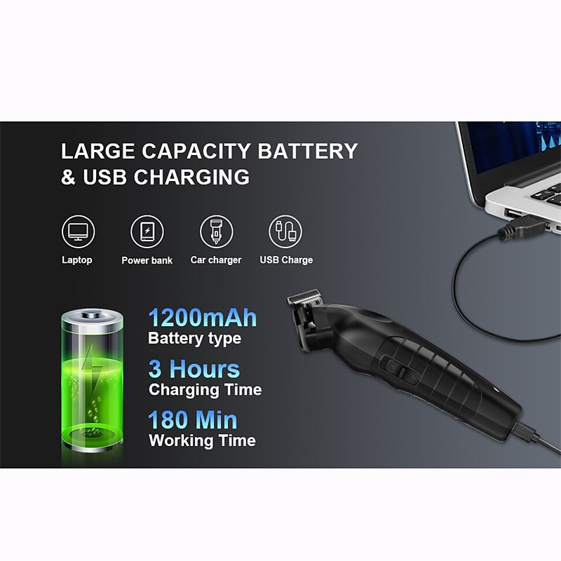 Черные триммеры KEMEI для мужчин беспроводные машинки для стрижки волос профессиональные парикмахерские триммеры USB перезаряжаемые беспроводные подарок на День Святого Валентина 2026 - $41.99 –P5