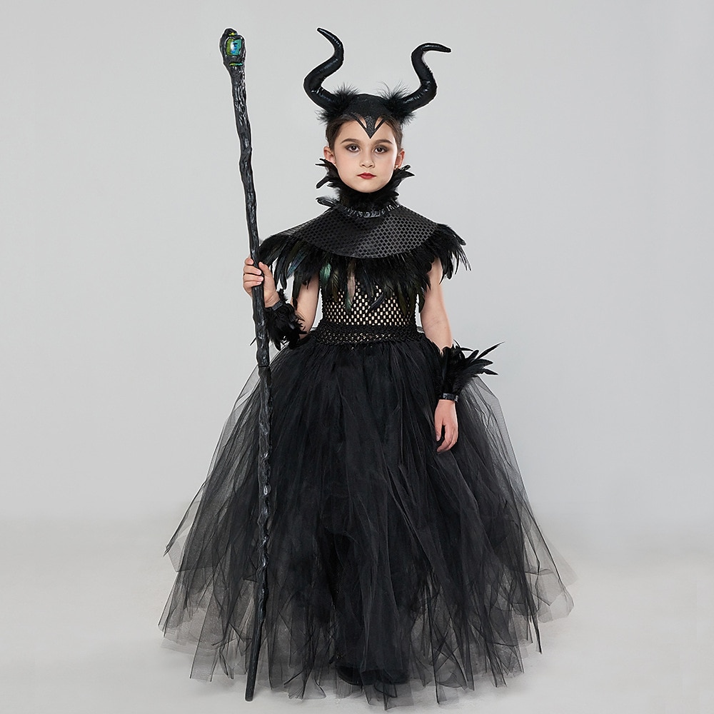 Halloween Hexe Maleficent Walpurgisnacht Kleid Cosplay Kostüm Tutu Kinder Mädchen Cosplay Halloween Leistung Party Halloween Halloween Karneval Maskerade Einfaches Karnevalskostüm 2025 - $48.99 –P1