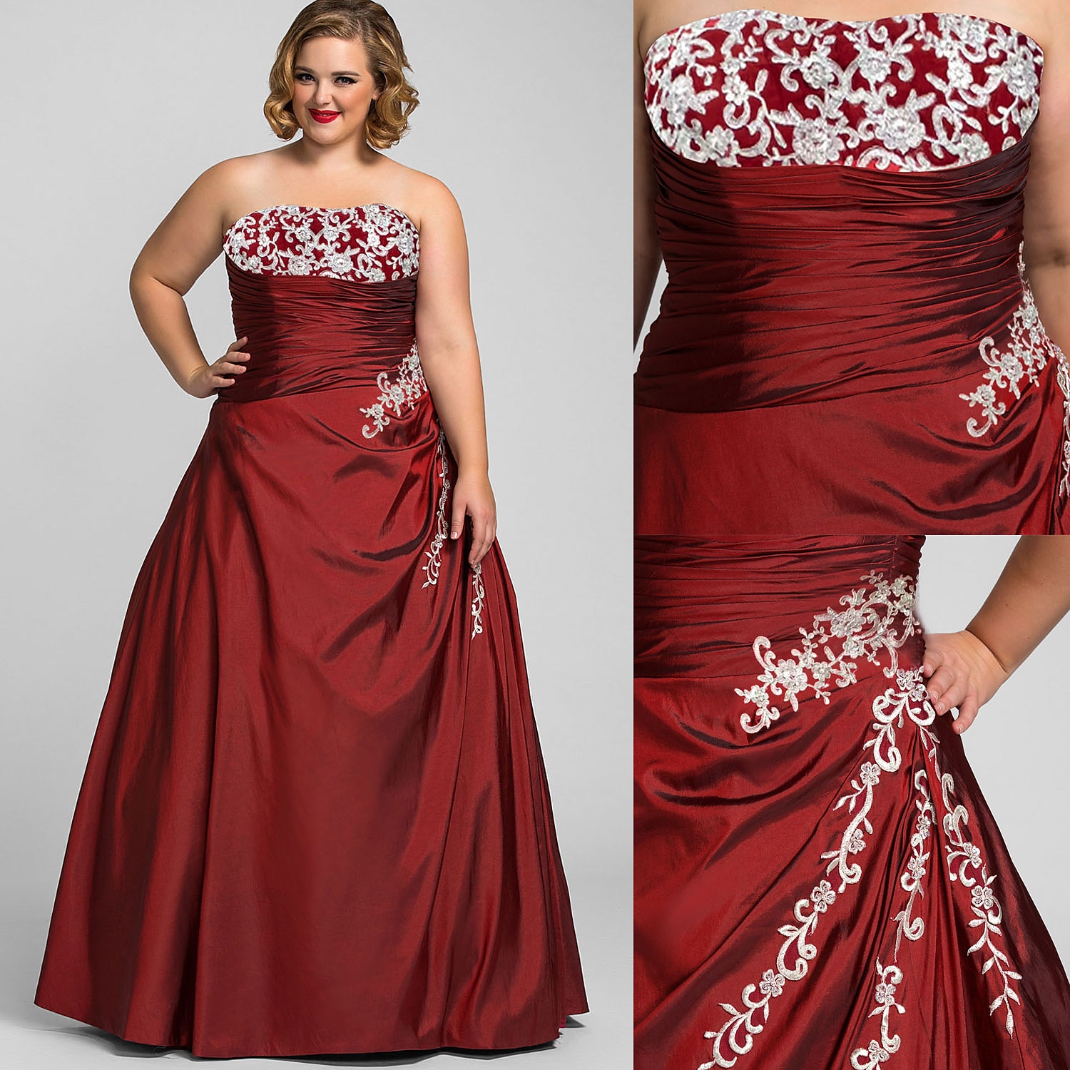 Ball Gown Plus Size Dress Prom Formal Evening Floor Length Sleeveless Strapless Taffeta with Beading Appliques 2024 2025 - $159.99 –P1