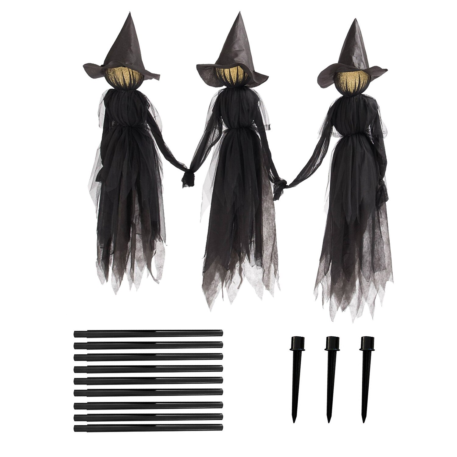 halloween dekoráció színes izzó 3db boszorkányok kézenfogva egyetlen szellemjelenet dekorációs kellékek 2025 - $39.99 –P1
