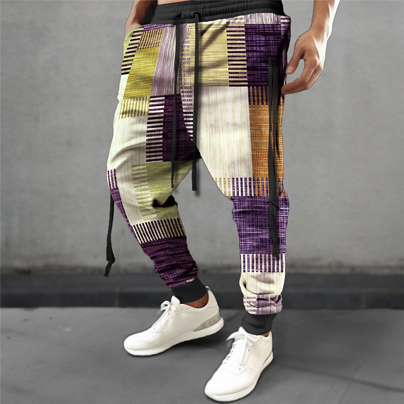Plaid Geometry Casual Men's 3D Print Sweatpants Joggers Pants Trousers Outdoor Street Casual Daily Polyester Yellow Red Green S M L Mid Waist Elasticity Pants 2025 - $25.99 –P3