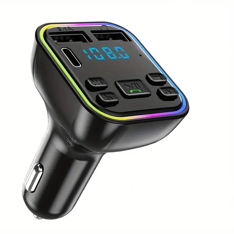 طقم سيارة Bt جهاز إرسال FM Pd Type-C Dual USB 3.1A شاحن سريع ملون ضوء محيطي جهاز استقبال الصوت يدوي mp3 سيارة لاسلكية مشغل mp3 2025 - $12.99 –P1