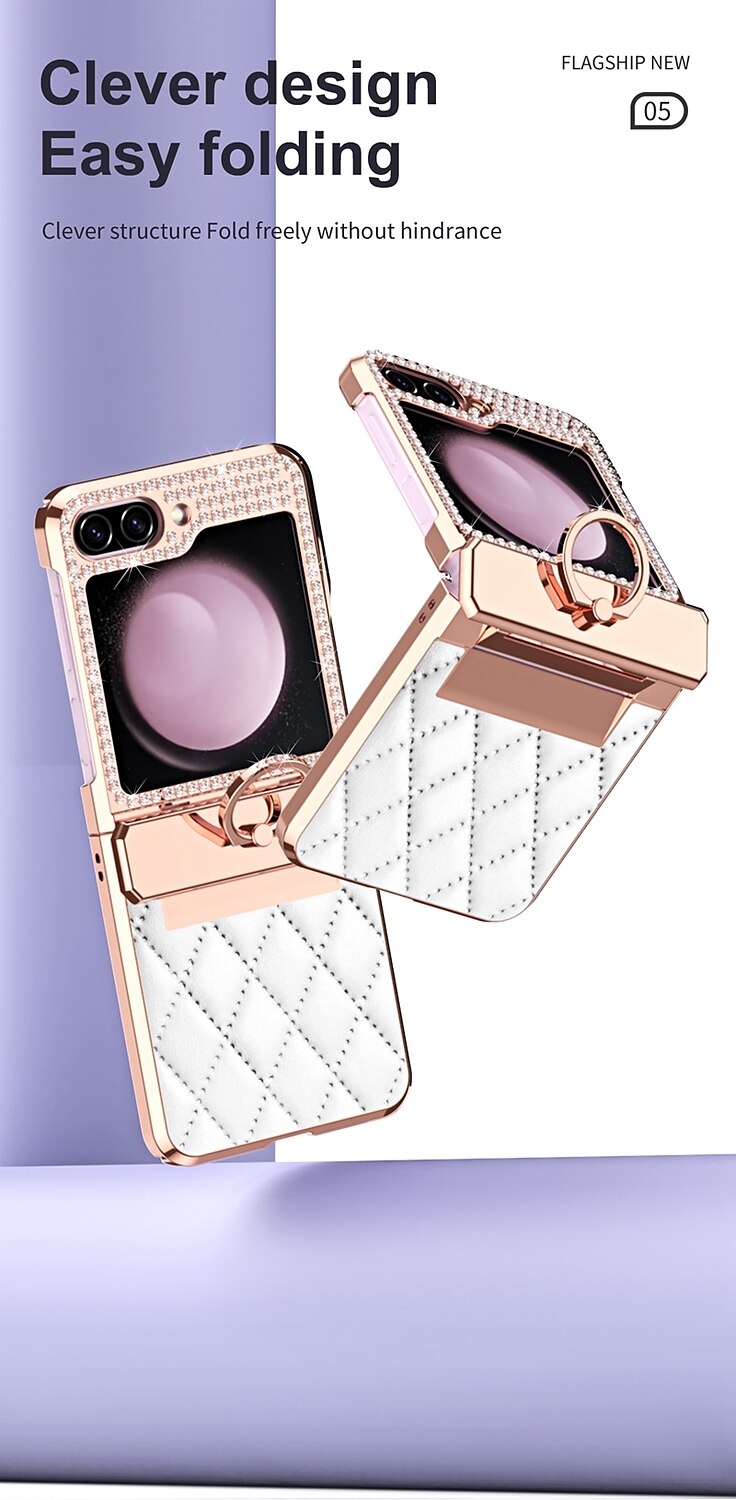 Phone Case For Samsung Galaxy Z Flip 7 Z Flip 6 Z Flip 5 Z Flip 4 Z Flip 3 Back Cover Shockproof Crystal Diamond TPU PU Leather 2025 - $29.99 –P6