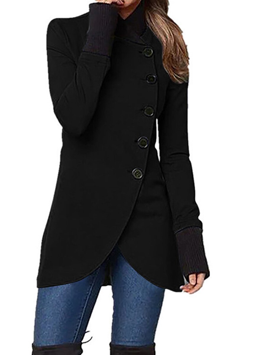 Women's Overcoat Long Pea Coat Single Breasted Stand Collar Trench Coat Christmas Xmas Red Slim Fit Winter Coat Windproof Warm Comtemporary Stylish Casual Jacket Long Sleeve Black Wine Army Green 2023 - US $31.99 –P2