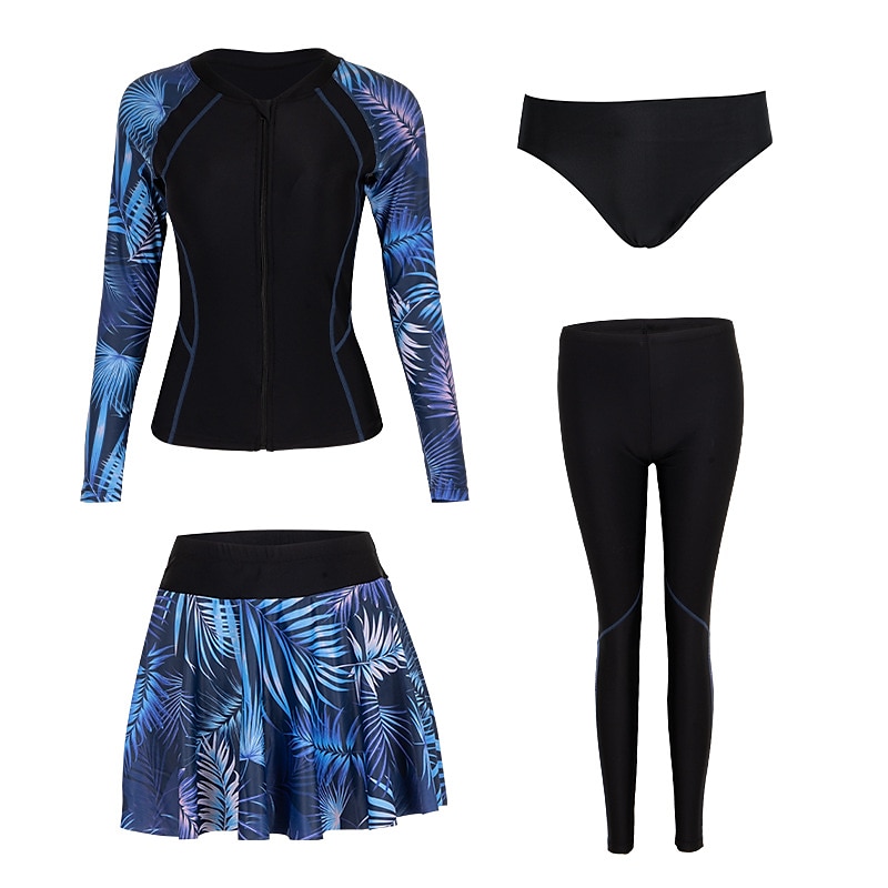 Femme Anti UV Maillot de bain Protection solaire UV UPF50+ Respirable manche longue Maillot de bain Zip sur le devant Natation Surf Plage Sports nautiques Floral Eté Printemps Automne de 2025 ? $38.39 –P5