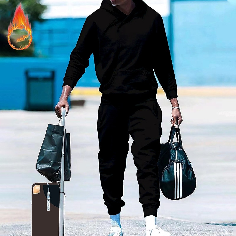 Men's Tracksuit Sweatsuit 2 Piece Athletic Long Sleeve Thermal Warm Breathable Moisture Wicking Fitness Running Jogging Sportswear Activewear Solid Colored Black White Yellow 2025 - $25.99 –P7