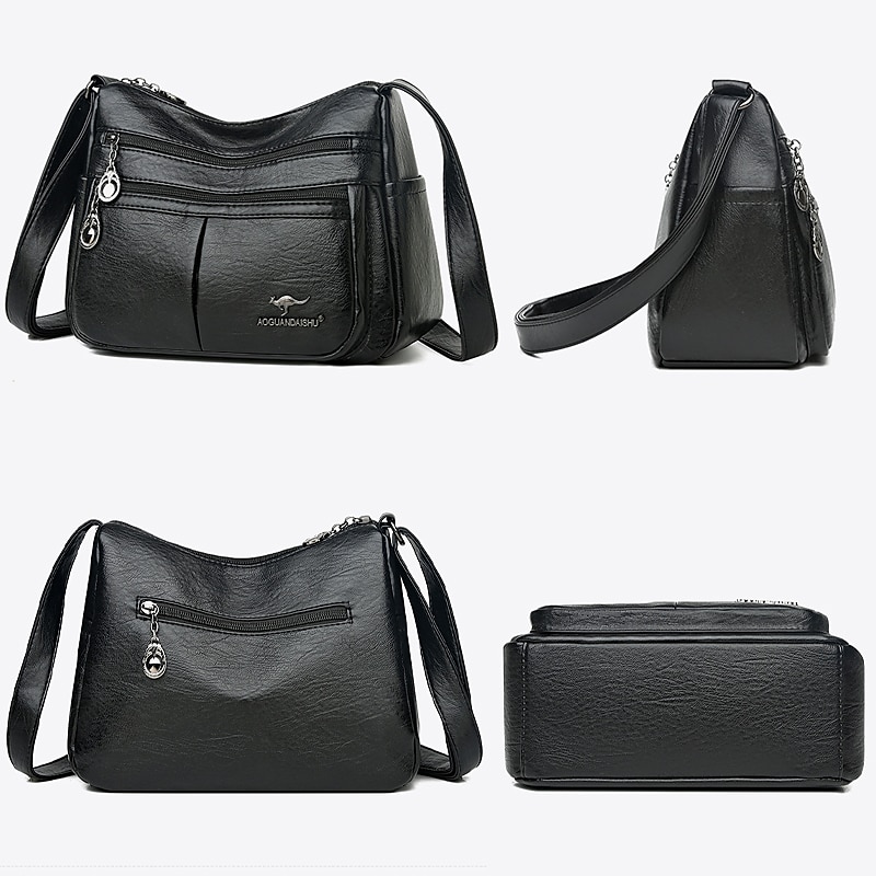 női műbőr crossbody táska - több zsebes vállas kézitáska cipzárral a mindennapi alkalmi használatra 2025 - $24.99 –P12