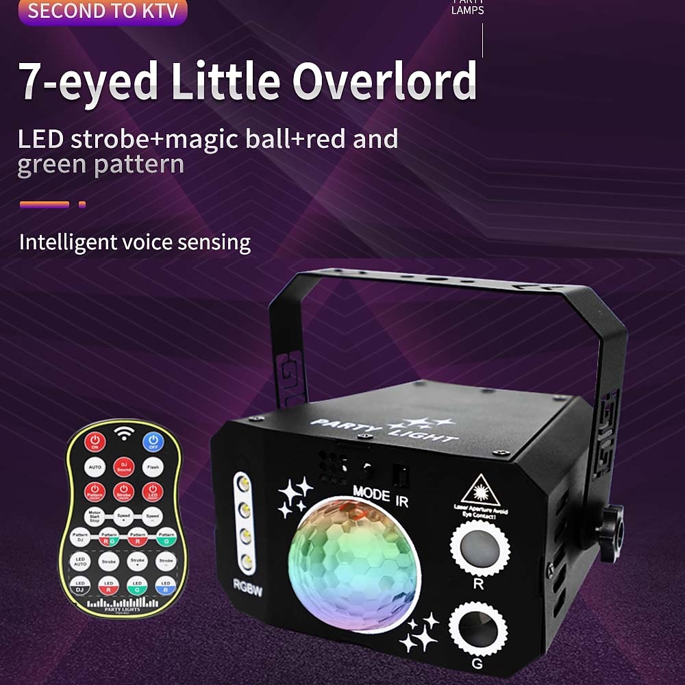 Party light indoor discobal licht – geluid geactiveerde dj led podiumverlichting met patroonprojectie en afstandsbediening, perfect cadeau voor feesten en evenementen 2025 - $65.99 –P2