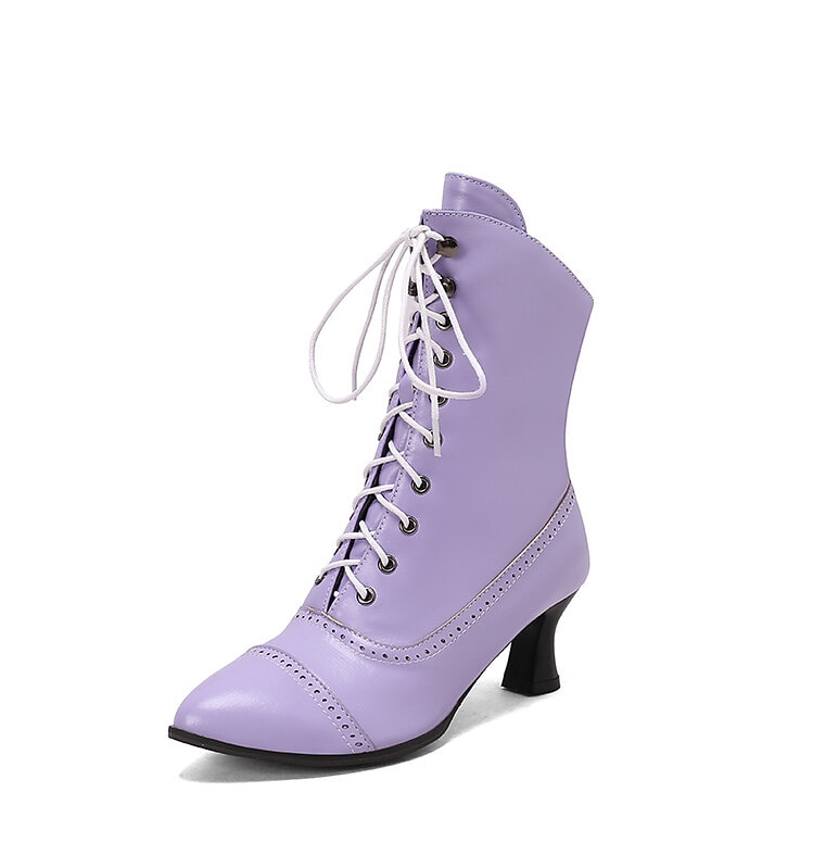 női viktoriánus fűzős bokacsizma – retro műbőr sarkú csizma cosplayhez, bulikhoz és mindennapi viselethez 2025 - $59.99 –P26