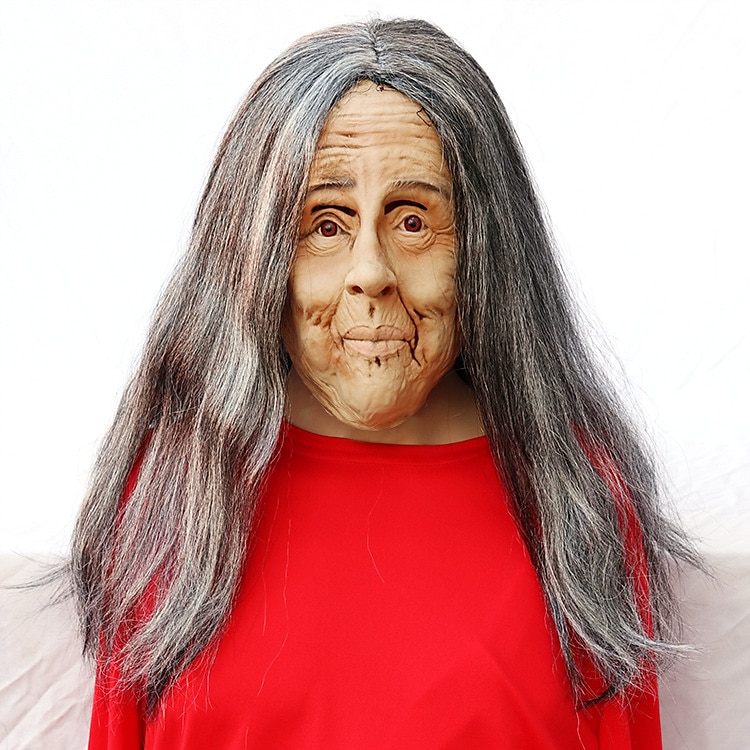 Ördög Öreg hölgy Maszk Mengpo maszk Ijesztő Grimace Maszk Öreg hölgy Nagymama öreg ember latex fejfedő Halloweenra a Walpurgis éjre 2025 - $40.99 –P1