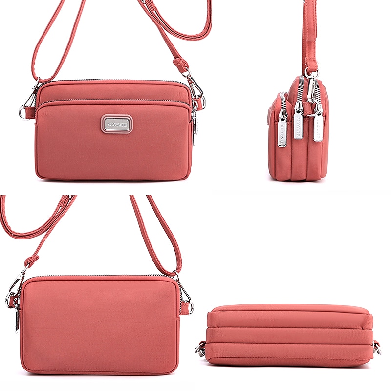 Dam Crossbody-väska Axelväska Hoboväska Nylon Utomhus Dagligen Helgdag Dragkedja Stor kapacitet Vattentät Lättvikt Ensfärgat Ljus och elegant lila Svart Marinblå 2025 - $14.99 –P8