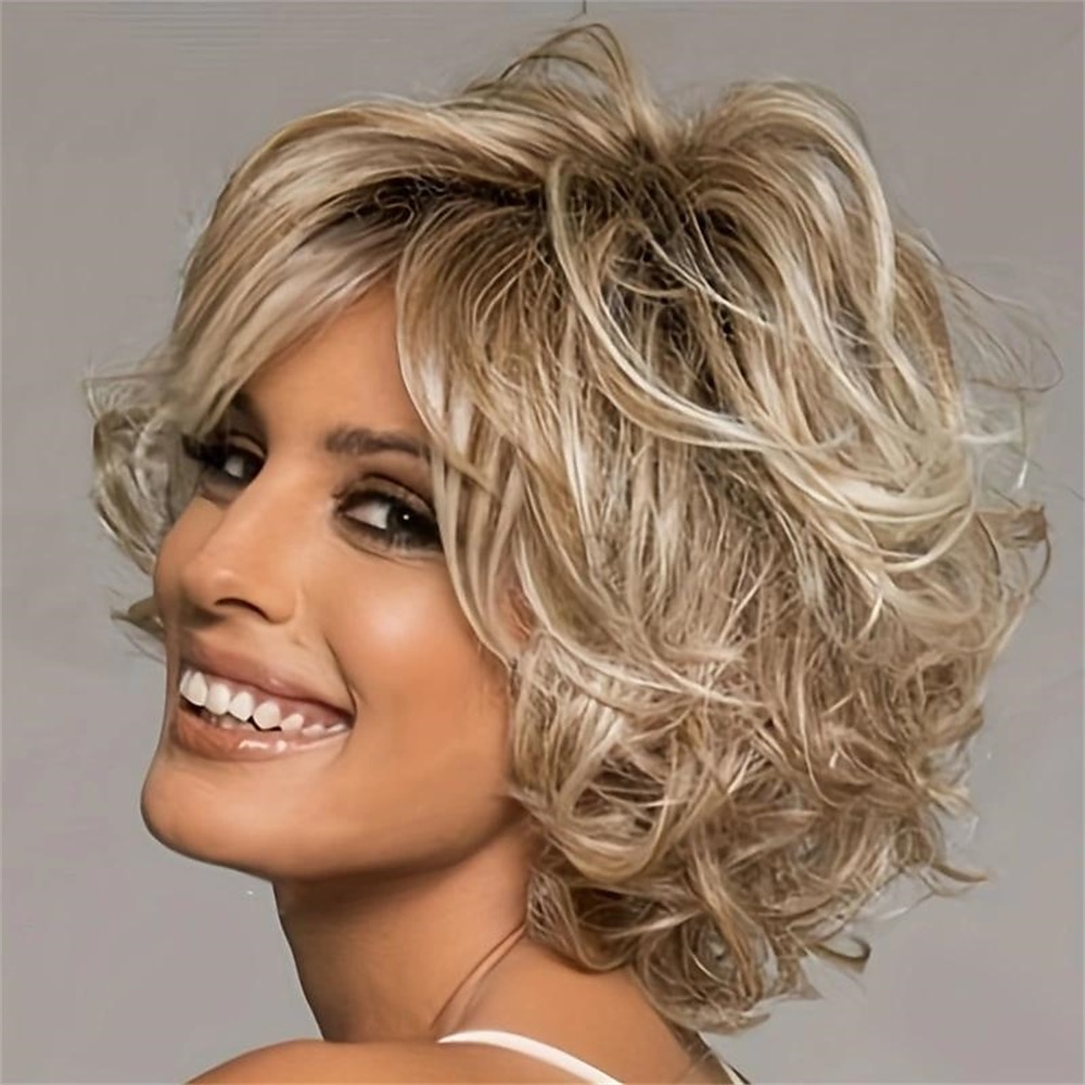 Synthetische Perücken Locken Gerader Pony Perücke Kurz A1 A2 A3 A4 Synthetische Haare Damen Modisches Design Natürlich Komfortabel Blond Braun 2025 - $24.99 –P5