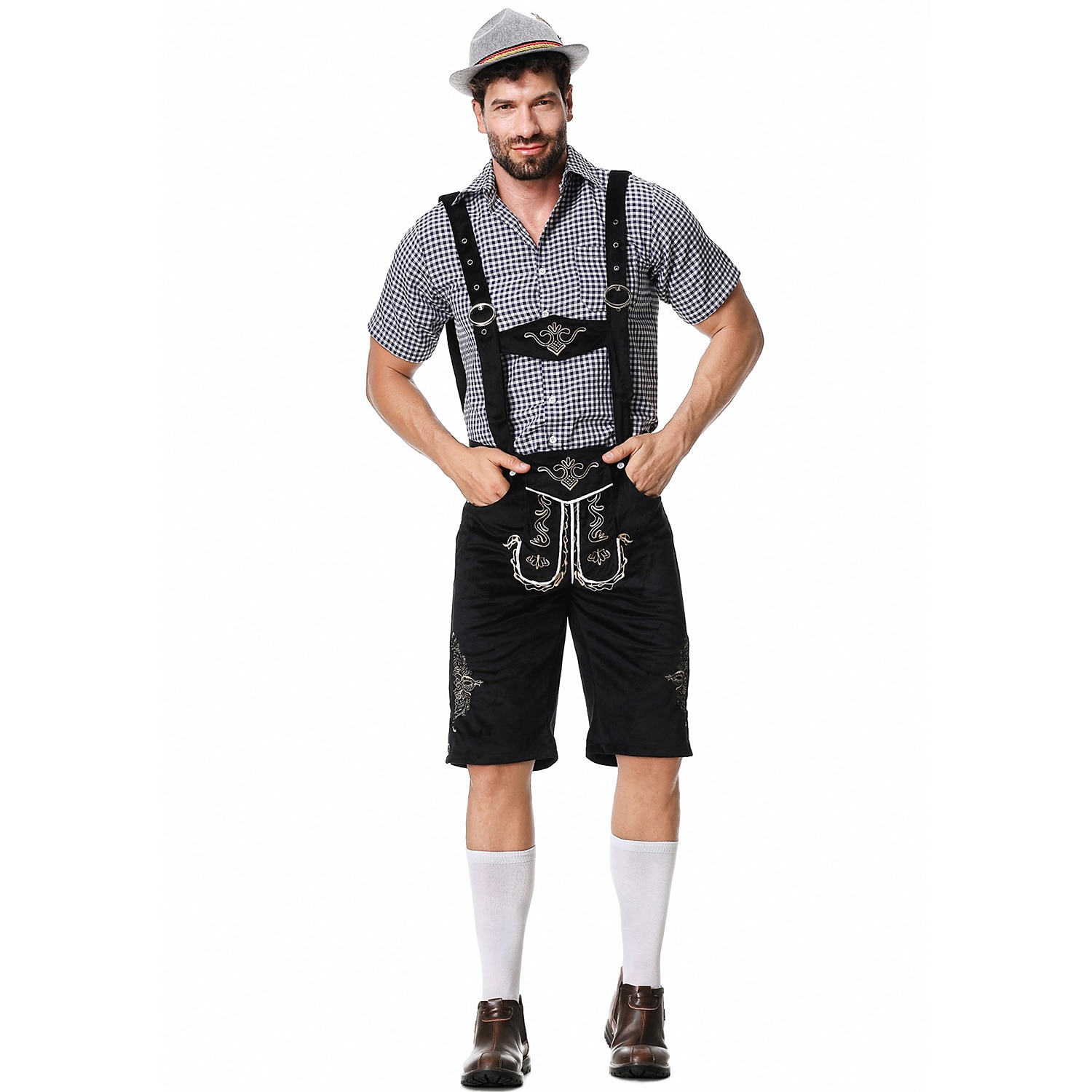 Oktoberfest lederhosen Skjorta Bayersk Bavarian Tyska Ängar Herr Traditionell stil tyg Blus Shorts Hatt 2026 - $66.99 –P6