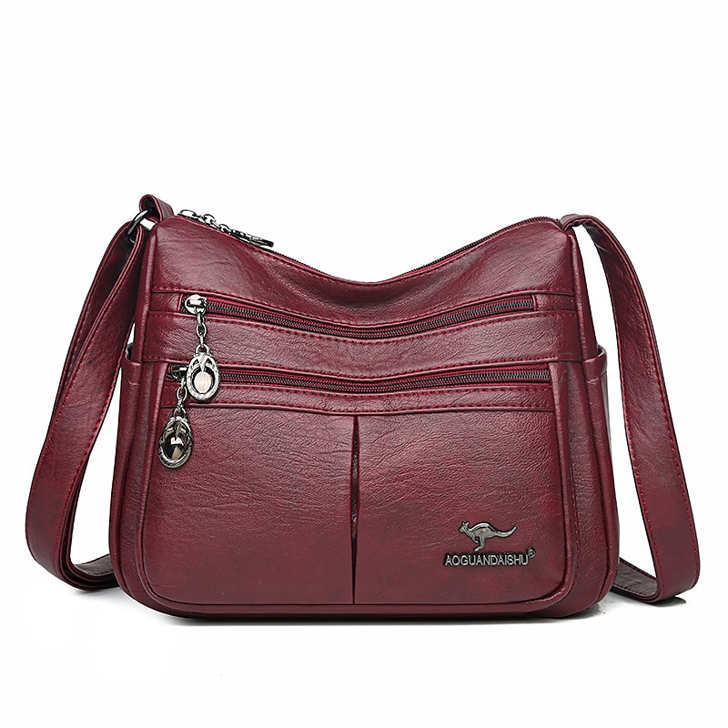 női műbőr crossbody táska - több zsebes vállas kézitáska cipzárral a mindennapi alkalmi használatra 2025 - $24.99 –P15