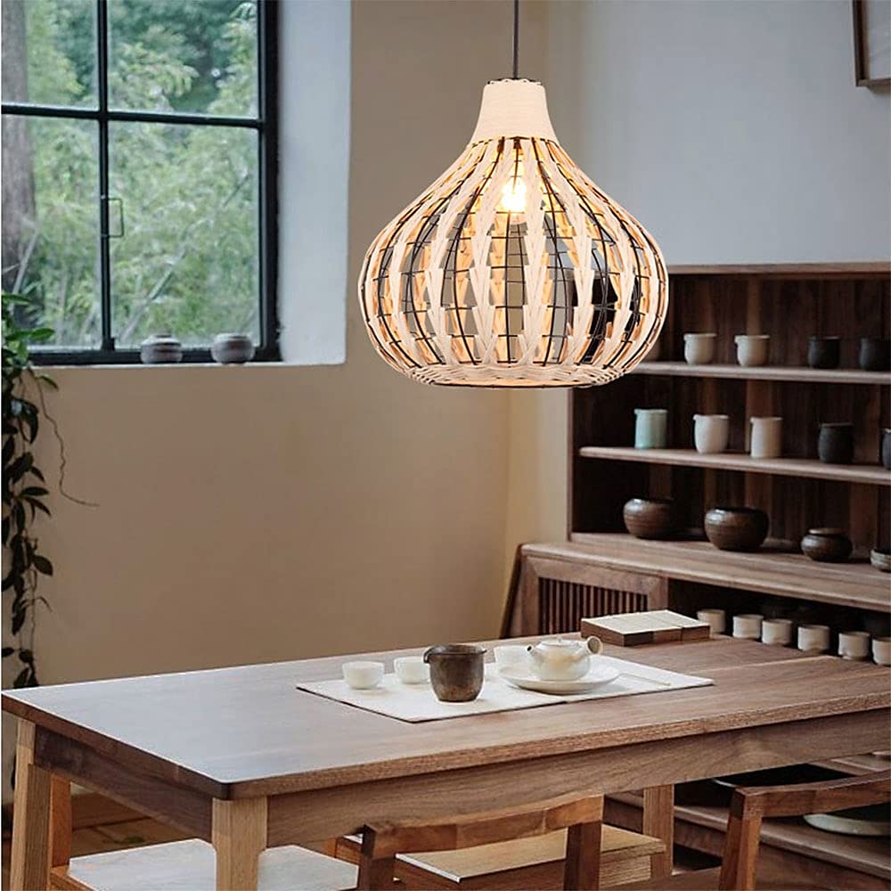 led pendellys 35cm håndvevd kurv hengende rør hengende lokk lampe pil rotting skjermer vev lampe lys lysekrone justerbar kabel 2025 - $279.99 –P4