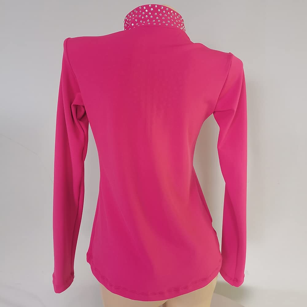 Figure Skating Fleece Jacket Women's Girls' Ice Skating Jacket Top Black Pink Stretchy Training Competition Skating Wear Thermal Warm Crystal / Rhinestone Long Sleeve Ice Skating Figure Skating 2025 - $49.99 –P8