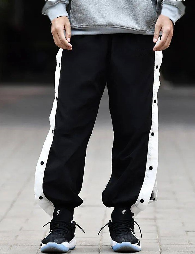 Men's Joggers Tear Away Pants Trousers Straight Leg Sweatpants Pocket Elastic Waist Side Button Plain Comfort Breathable Outdoor Daily Going out Fashion Casual Black 2026 - $16.49 –P2