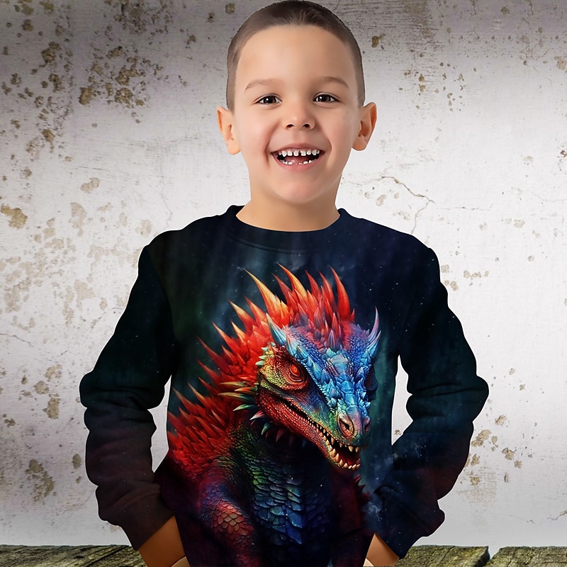 Pojkar 3D Grafisk Djur Dinosaurie Tröja Långärmad 3D-tryck Sommar Höst Mode Streetwear Häftig Barn 3-12 år 4-12 år Utomhus Ledigt Dagligen Normal 2025 - $16.49 –P9