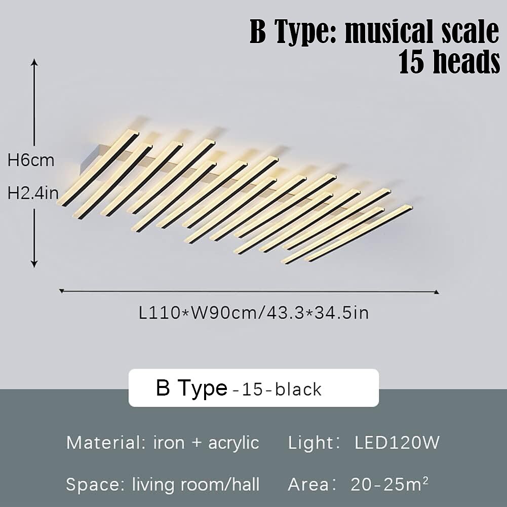 Rectangular Geometric LED Ceiling Lamp 12/15 Head Dimmable Chandelier for Bedroom Livingroom,Dimmable Flush Mount Ceiling Light,Modern Linear LED Ceiling Lights Fixture-Wave 110-240V 2025 - $352.69 –P4