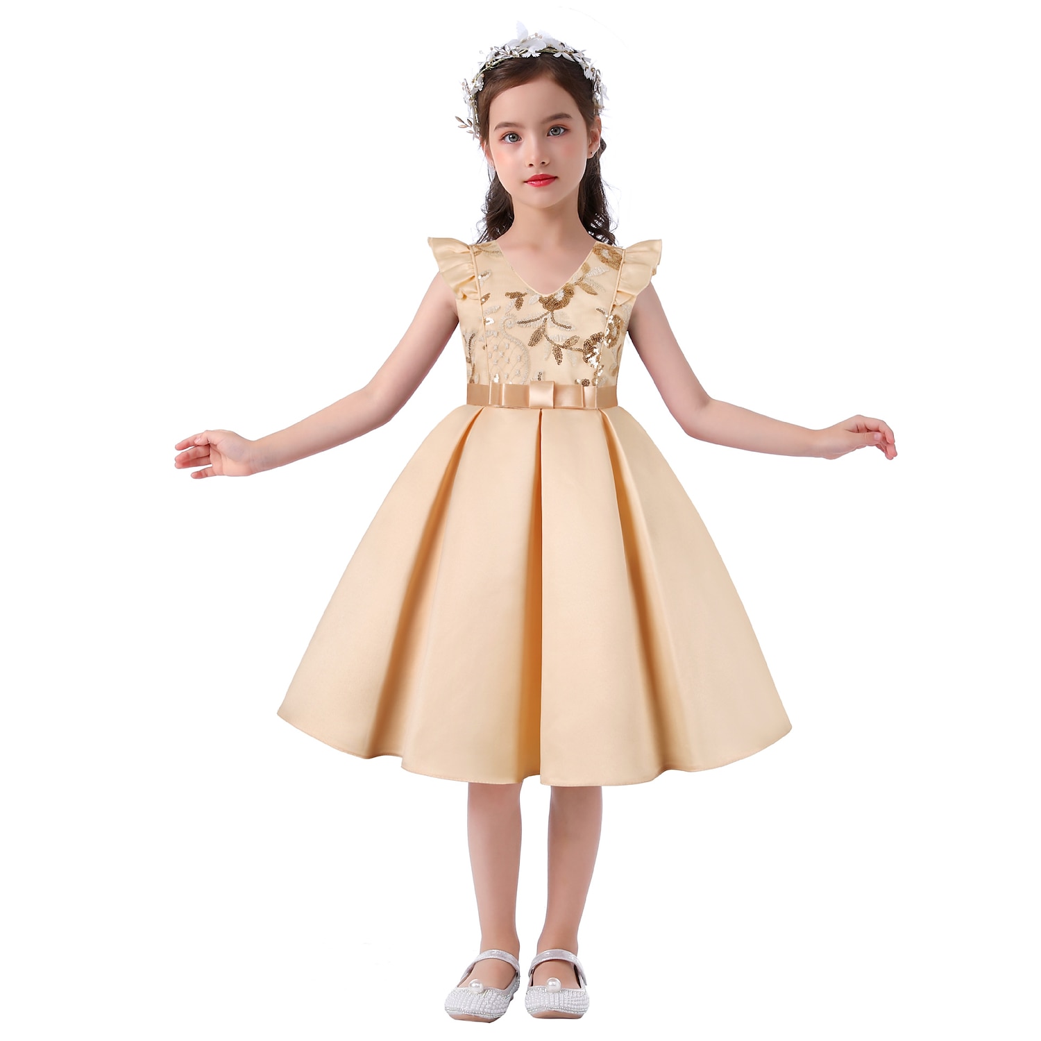 Kids Girls' Party Dress Solid Color Sleeveless Formal Performance Wedding Lace Adorable Daily Beautiful Cotton Midi Party Dress Floral Embroidery Dress Flower Girl's Dress Summer Spring Fall 3-10 2025 - $28.99 –P7