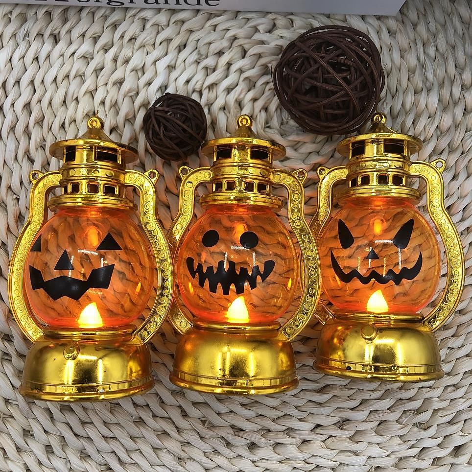 decorazioni di halloween lampada zucca retrò piccola lampada a olio led candela elettronica lampada zucca portatile galvanica lanterna magica a colori del 2025 a $6.49 –P6