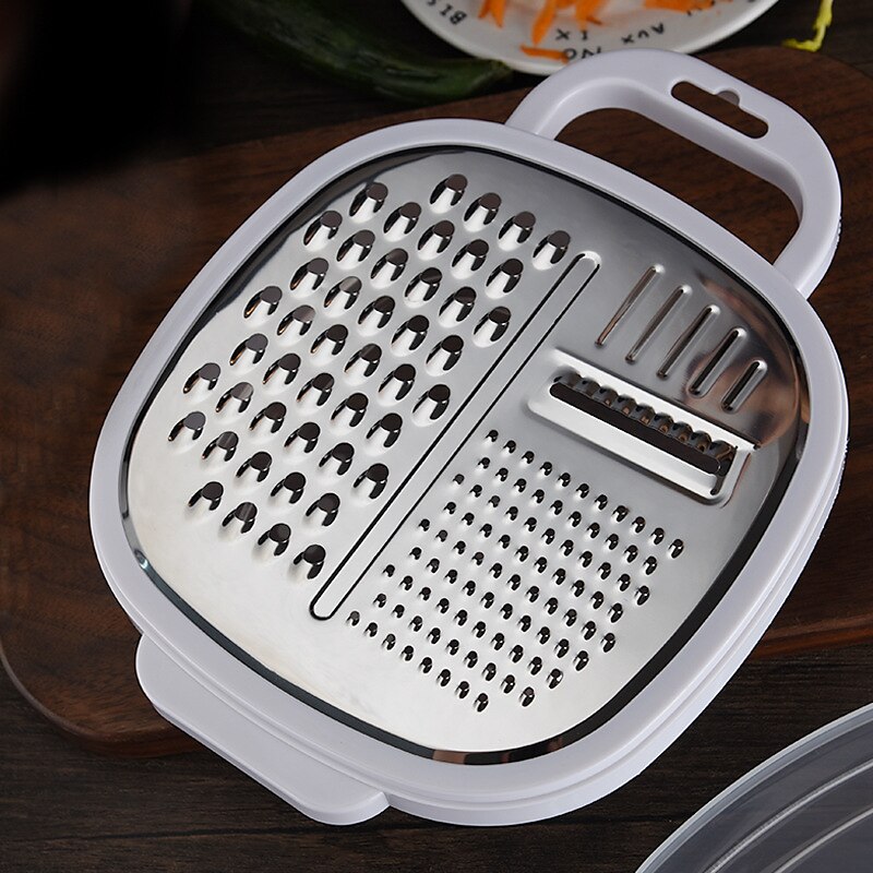 1pc Multi-Purpose Vegetable Cutter with Lid and Drainer Basket - Shred,  Slice, Scrub, and Grate - Kitchen Essential