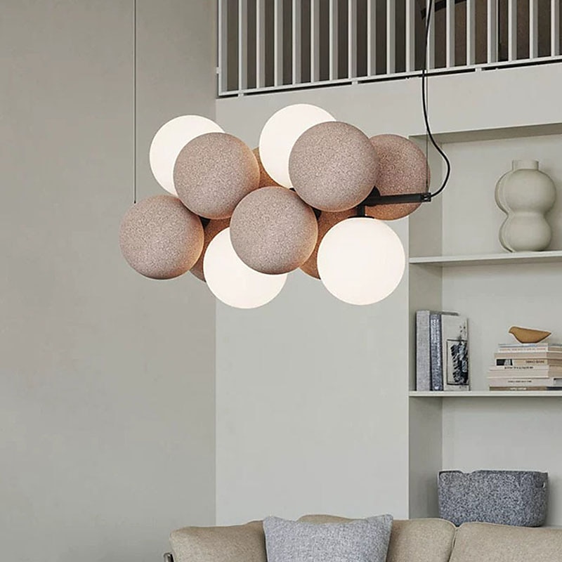 LED suspension 10 lumières verre globe lustre lumière moderne noir rose lustres pendentif luminaire vintage globe boule plafond encastré luminaire 110-240v de 2025 ? $499.99 –P2