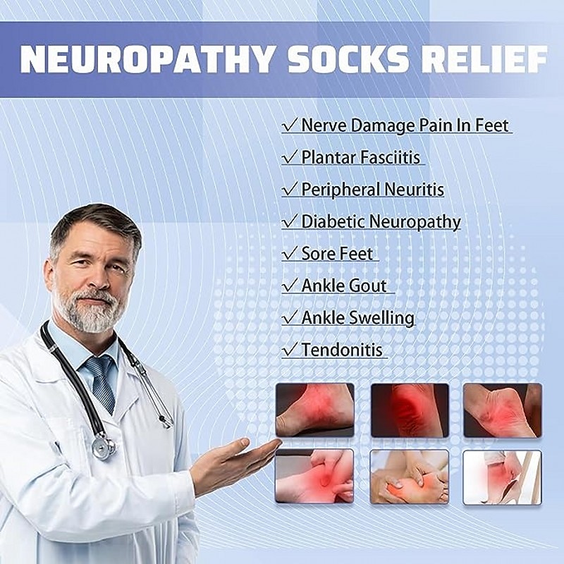 2pairs Neuropathy socks for Women and Men Ankle brace Socks and Tendonitis compression socks For Pain Relief and Plantar Fasciitis for women and man Ankle compression sleeve for ankle swelling 2025 - $9.49 –P9