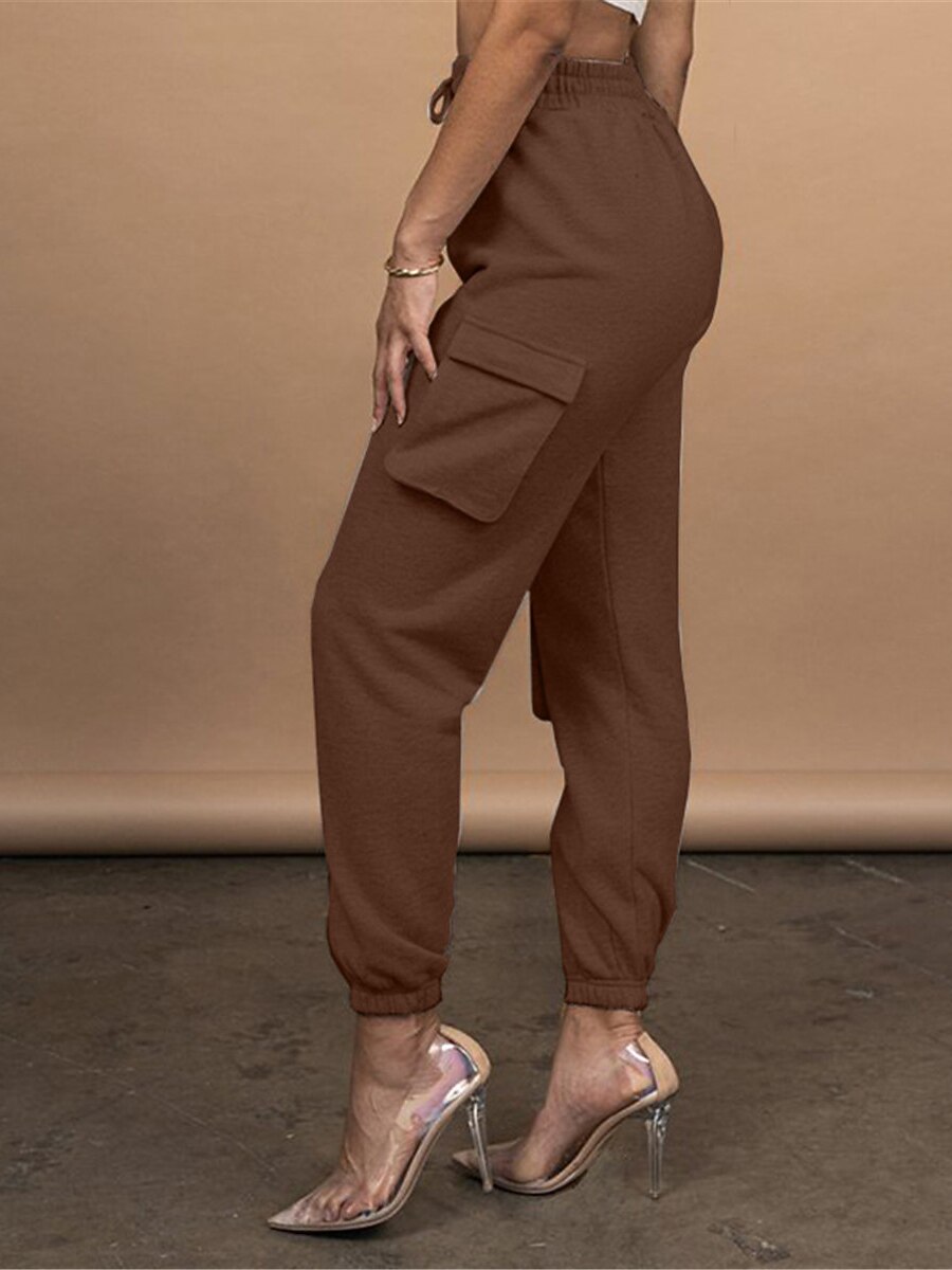 dámské cargo khaki kalhoty dlouhé bavlněné mikroelastické vysoký pas móda streetwear denní jablko zelená černá s m podzim zima 2025 - $29.99 –P9