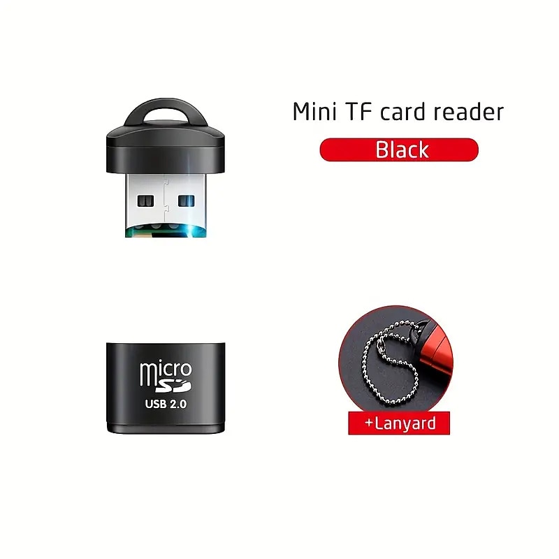 Mini TF Card Reader Lanyard Card Reader Plug And PlayApplicable To Computer Car Audio And Other USB Interface Equipment For Windows Mac OS Linux 2025 - $8.99 –P8