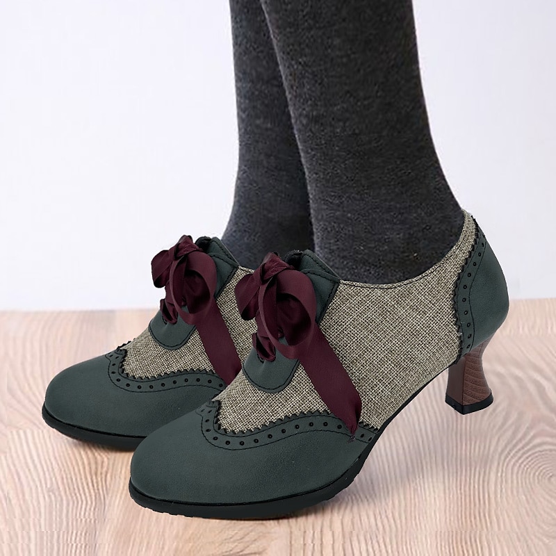 Femme Chaussures à Talons Escarpins Oxfords Chaussures Bullock Grandes Tailles Chaussures Vintage Soirée du quotidien Couleur unie Bloc de couleur Hiver Talon de chaton Bout rond Elégant de 2025 ? $59.99 –P8
