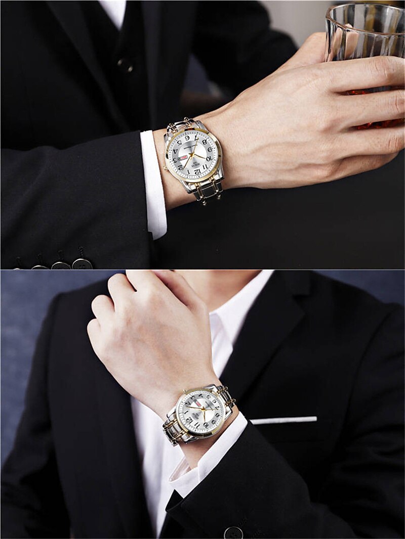 Ceasuri de lux pentru bărbați cu lumină impermeabile din oțel inoxidabil ceas cu cuarț dată calendar ceas de afaceri Relogio Masculino 2026 - $20.99 –P7