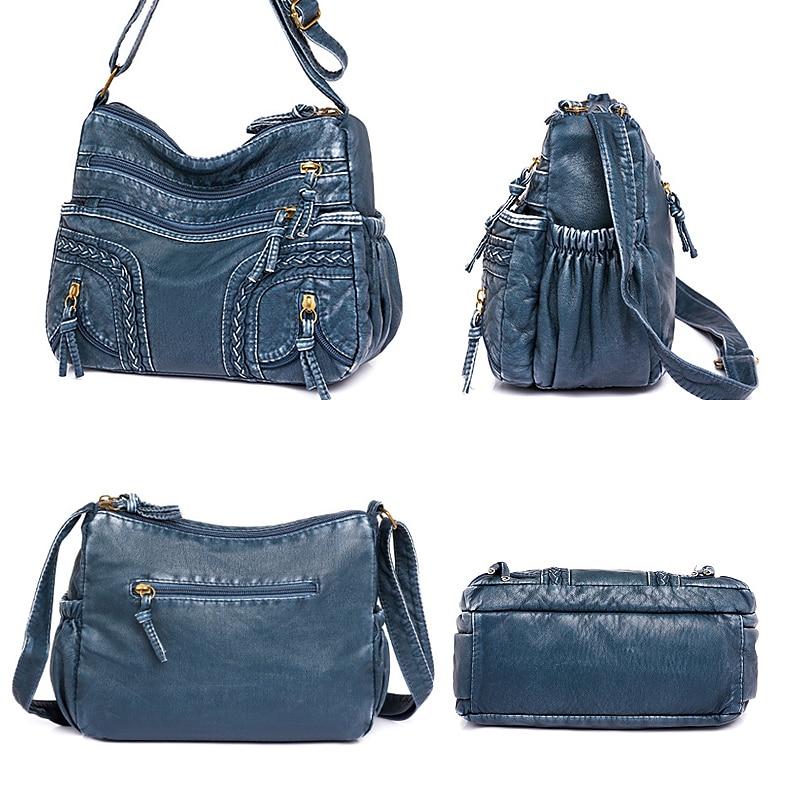 Bolso de hombro vintage de piel sintética marrón para mujer: bolso bandolera bohemio con múltiples bolsillos, elegante bolso de diario para uso informal y de viaje 2025 - $24.99 –P10