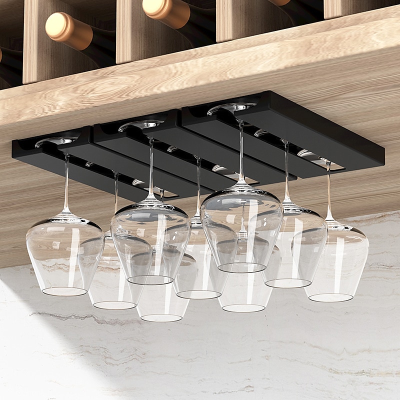 Riipoo Wine Glass Rack Hanger Under Cabinet, Wine Glass Holder Under Shelf, Stemware Rack Black for Cabinet, 2-Pack 2025 - $11.49 –P1