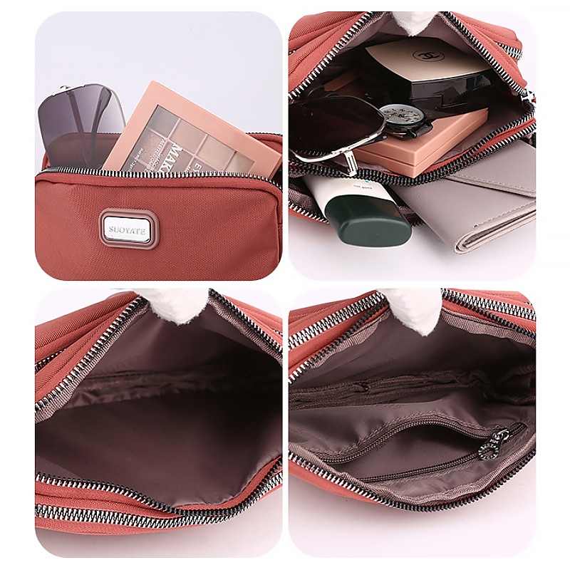 Dam Crossbody-väska Axelväska Hoboväska Nylon Utomhus Dagligen Helgdag Dragkedja Stor kapacitet Vattentät Lättvikt Ensfärgat Ljus och elegant lila Svart Marinblå 2025 - $14.99 –P6