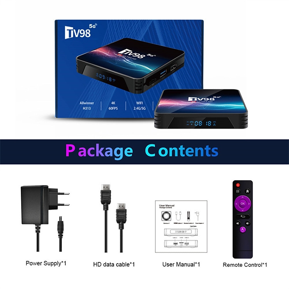 TV98 Android 11.0 TV Box Quad Core V11 8GB 16GB 2.4G/5G Dual-band WIFI 4K Media Player Set-top Digital Television LAN 100M/1000M 2025 - $55.99 –P3