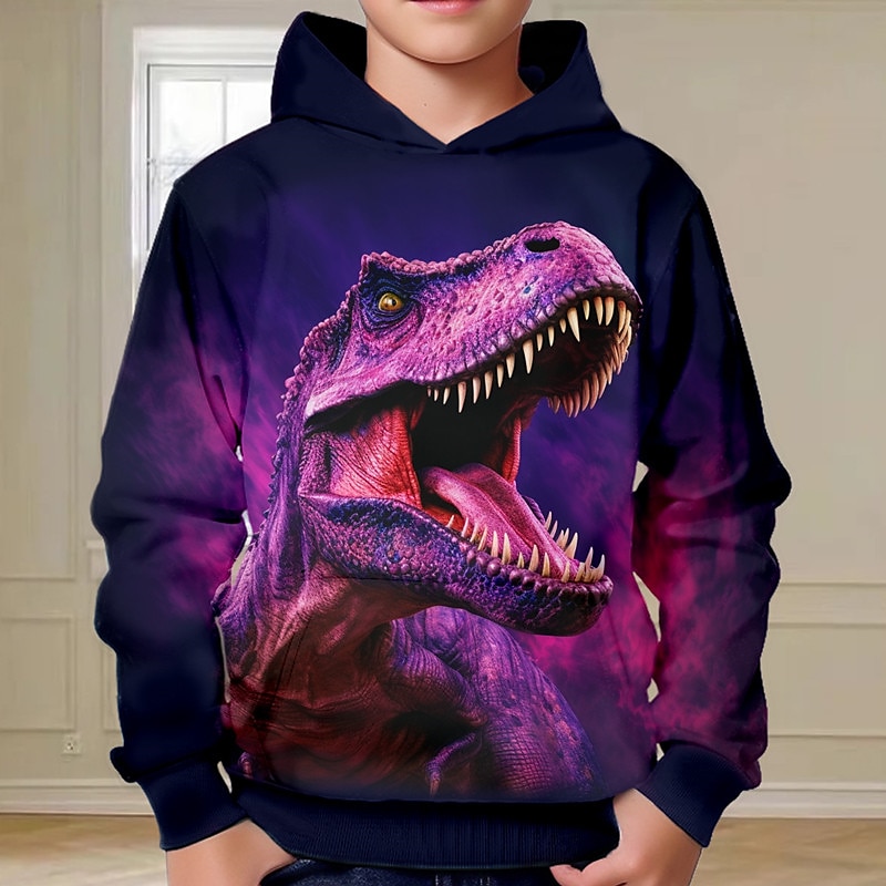 Pojkar 3D Dinosaurie Huvtröja Pullover Långärmad 3D-tryck Höst Vinter Mode Streetwear Häftig Barn 3-12 år Utomhus Ledigt Dagligen Normal 2025 - $18.99 –P8