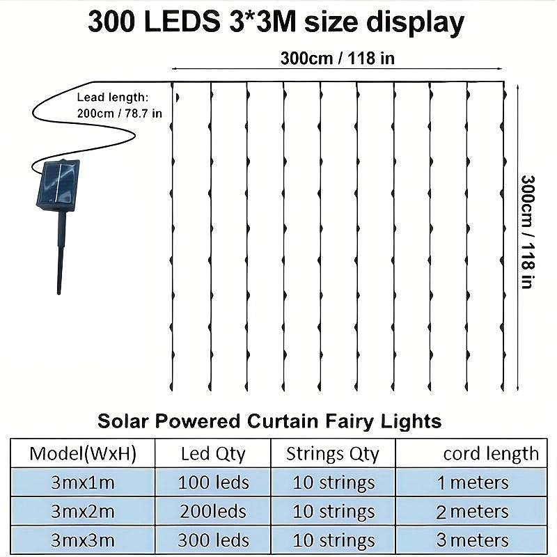 3M Fili luminosi 100/200/300 LED EL Bianco caldo Luce fredda Multicolore Luci per finestre / tende / ghiacciolo Halloween Solare Matrimonio Ad energia solare del 2025 a $23.99 –P4