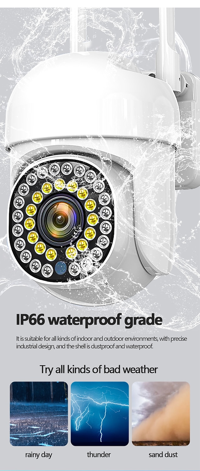 Full HD 1080P WiFi IP Camera Wireless Speed Dome PTZ IP66 Waterproof CCTV IR Outdoor Indoor NetCam Monitoring Auto Tracking Full Color Night Vision Security Camera 2025 - $39.99 –P14