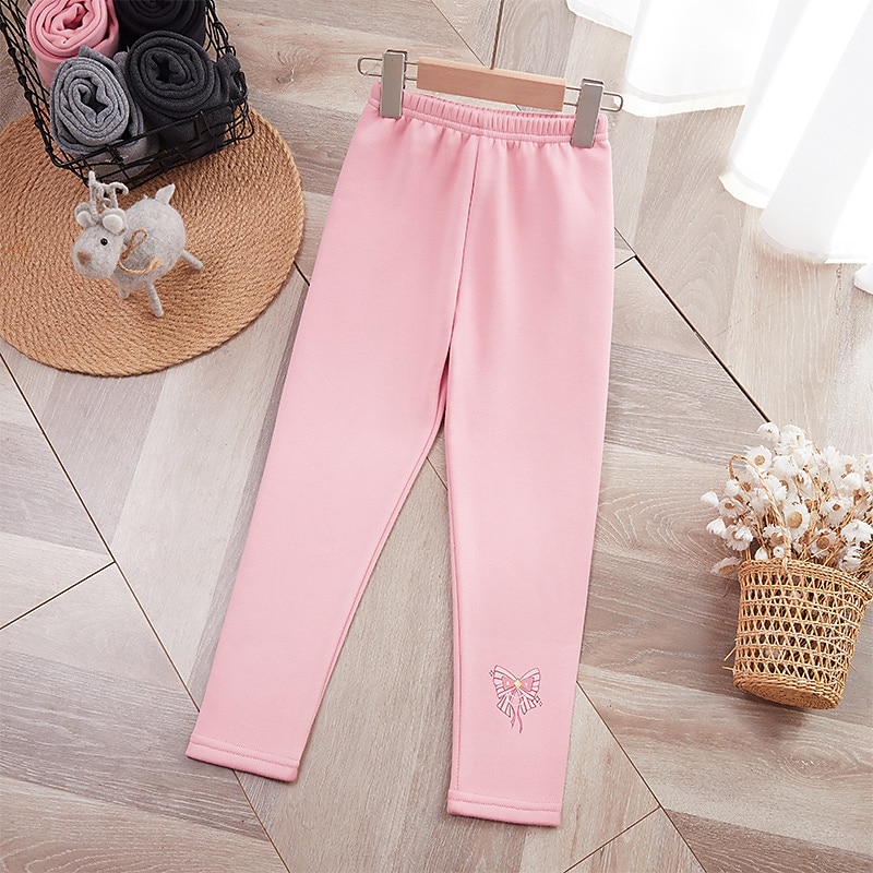 Bambino Da ragazza Leggings foderati in pile Pop art Attivo Scuola Cotone 7-13 anni Primavera Nero Rosa Grigio chiaro del 2026 a $10.49 –P1