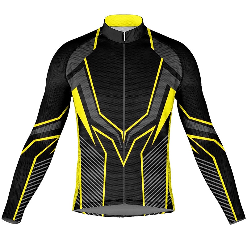 Herren Radtrikot Grafik Geometrisch Langarm Fahhrad Oberteil mit 3 Gesäßtaschen Mountainbike MTB Straßenradsport Schnelltrocknend Reflektierende Streifen Rückentasche Feuchtigkeitsableitend Sport 2025 - $34.99 –P11