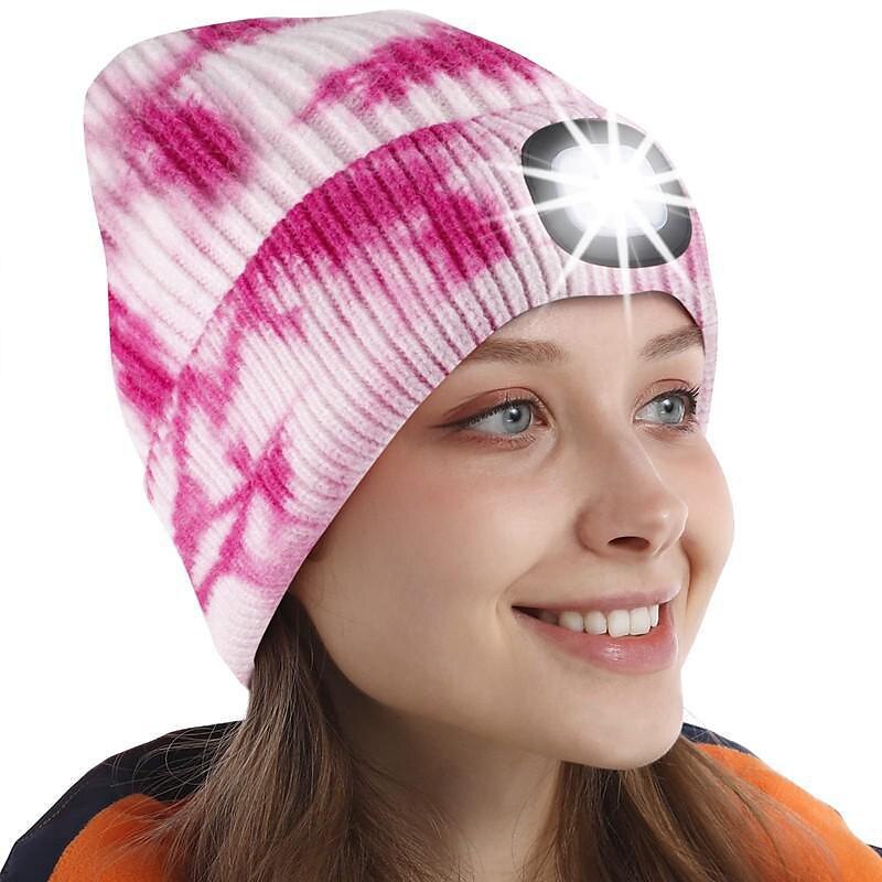 čepice unisex s lehkým usb dobíjecí 4 led čepice teplá pletená čepice pro tátu otce muži ženy manžel pletená čepice vánoční dárky 2025 - $19.99 –P5