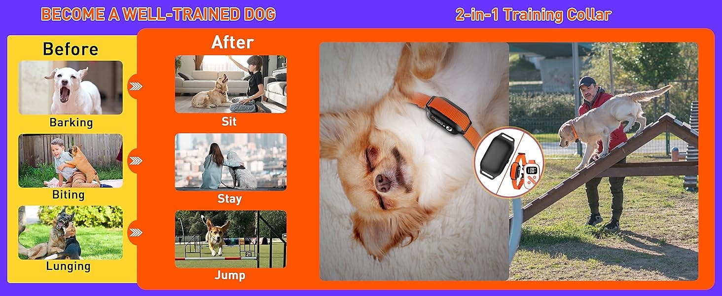Bark Collar for Large Dogs with Remote 3300ft Range Bark and Training Collar Combo with 3 Modes Beep Vibrate Safety Shock 100% Waterproof Anti Bark Device for Dogs 2025 - $60.99 –P2