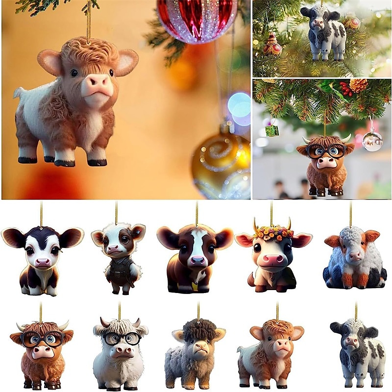 1 stk bedårende tegneserie kubil sjarm - perfekt for juletrepynt & bilinteriørtilbehør! 2025 - $9.99 –P2
