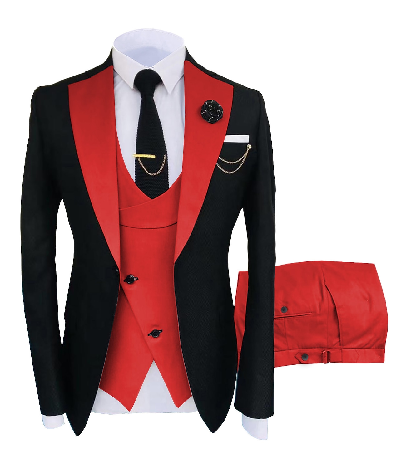Pour des hommes Mariage Soirée Costumes Cranté Kaki foncé Noir + beige Couleur Unie Coupe sur mesure 3 pièces Simple boutonnage un bouton de 2025 ? $154.99 –P7