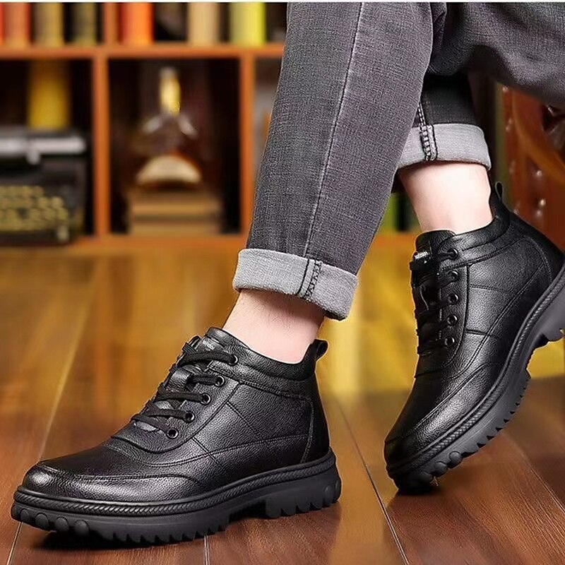 Herren Stiefel Winterstiefel Fleece-Futter Wanderschuhe Geschäftlich Brautkleider schlicht Täglich PU Wasserdicht Warm Stiefeletten / Stiefeletten Schnürsenkel Schwarz Winter 2025 - $34.99 –P5