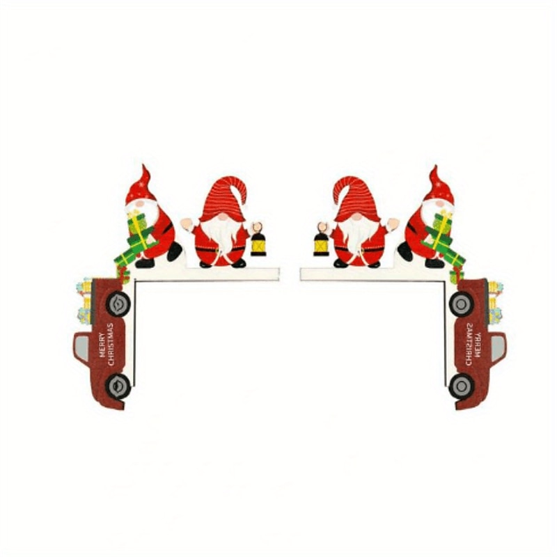 1 sada rekvizit pro slavnostní dřevěné vánoční ozdoby - 4 styly pro rám dveří stolu a roh - Santa Claus a sváteční dekorace pro domov a pokoj 2025 - $10.99 –P8
