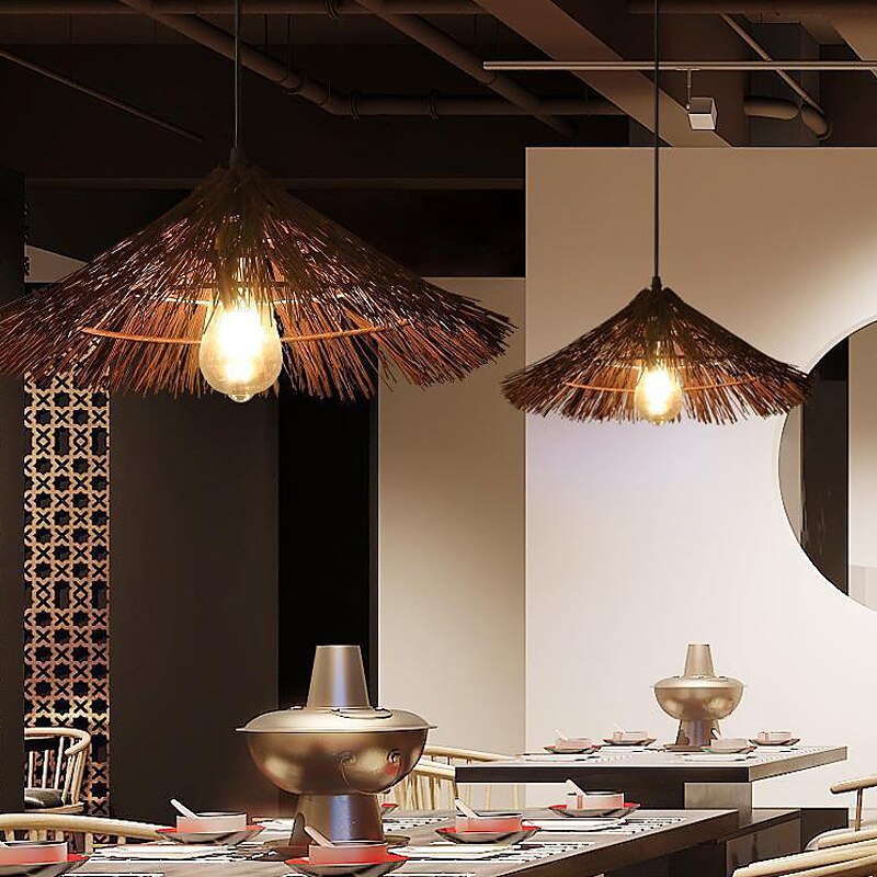 Lampes suspendues en rotin, luminaire décoratif d'intérieur, idéal pour un salon, une chambre à coucher, un café, un bar, un abat-jour en tissage, 110-240v de 2025 ? $205.99 –P4