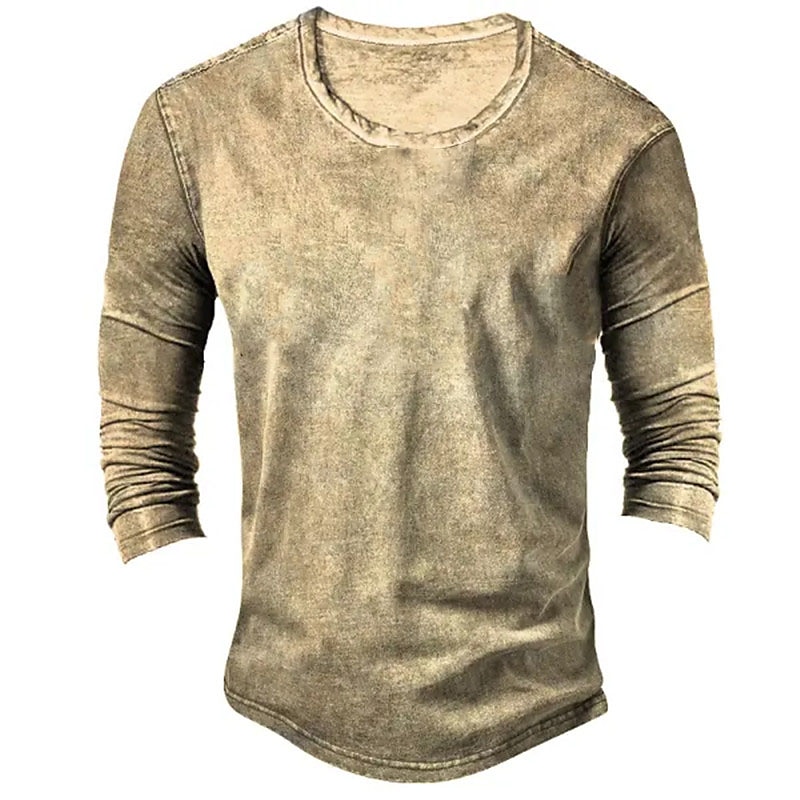 Herr T-shirt Henleytröja T-tröja Långärmad tröja Långärmad Henley Vår & Höst Slät Vintage Mode Grundläggande Semester Gata Utekväll Brun Khaki grön Grå Topp t-shirt för män 2025 - $21.99 –P3