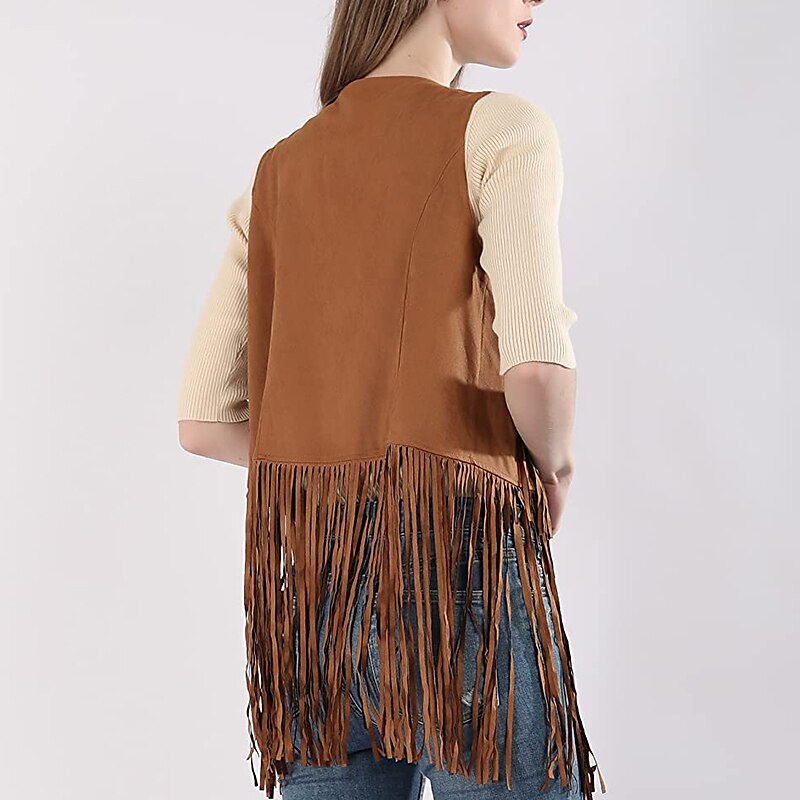 Retro / vintage 1970erne Semsket vest Ermeløs Hippie Dusk Ensfarget Dame Fest / aften Pride-parade Pride måned Voksne Topp 2025 - $22.99 –P3